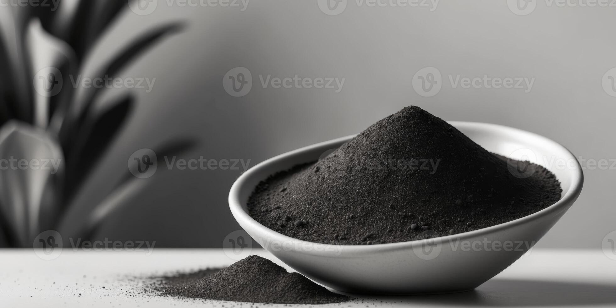 Exploring the Rich Textures of Dark Brown Powder in a Beautifully Crafted White Bowl photo