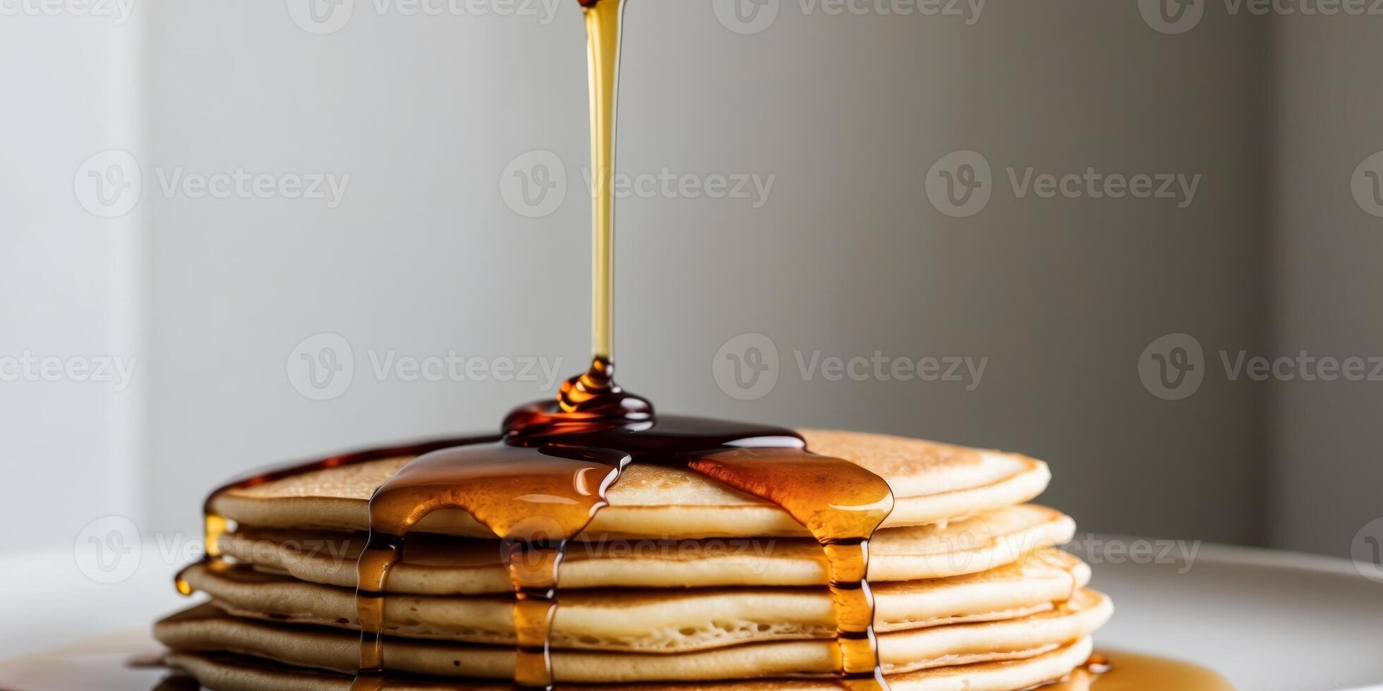 Stunning Macro Shot of Syrup on Pancakes photo