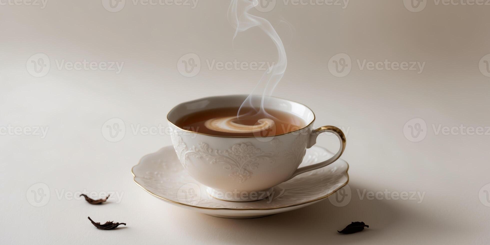 A Cup of Creamy Brown Tea in a Decorative Bowl photo