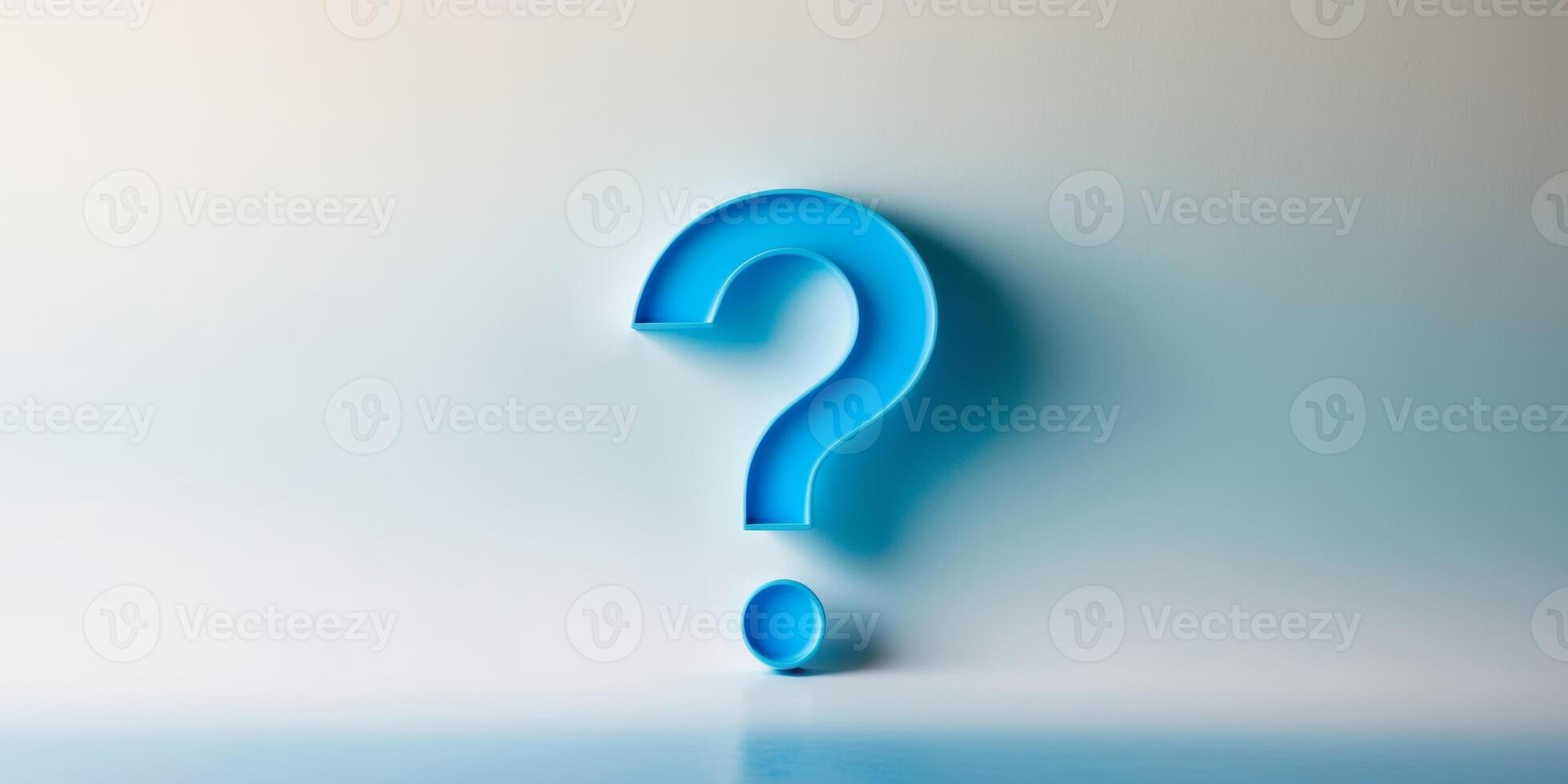 A blue and white image of a question mark photo