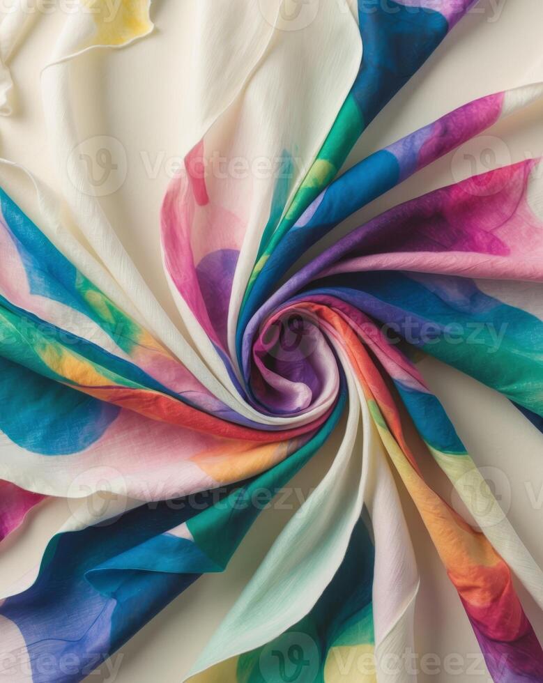 Abstract Colorful Swirl of Fabric Petals Artwork photo