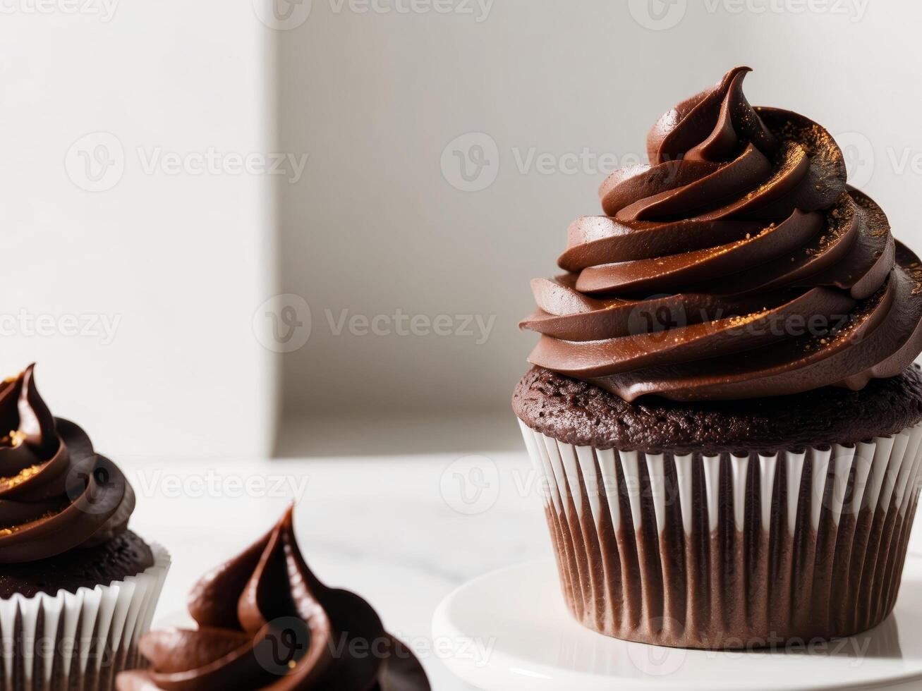 Delicious Chocolate Cupcake with Smooth Chocolate Frosting Design photo
