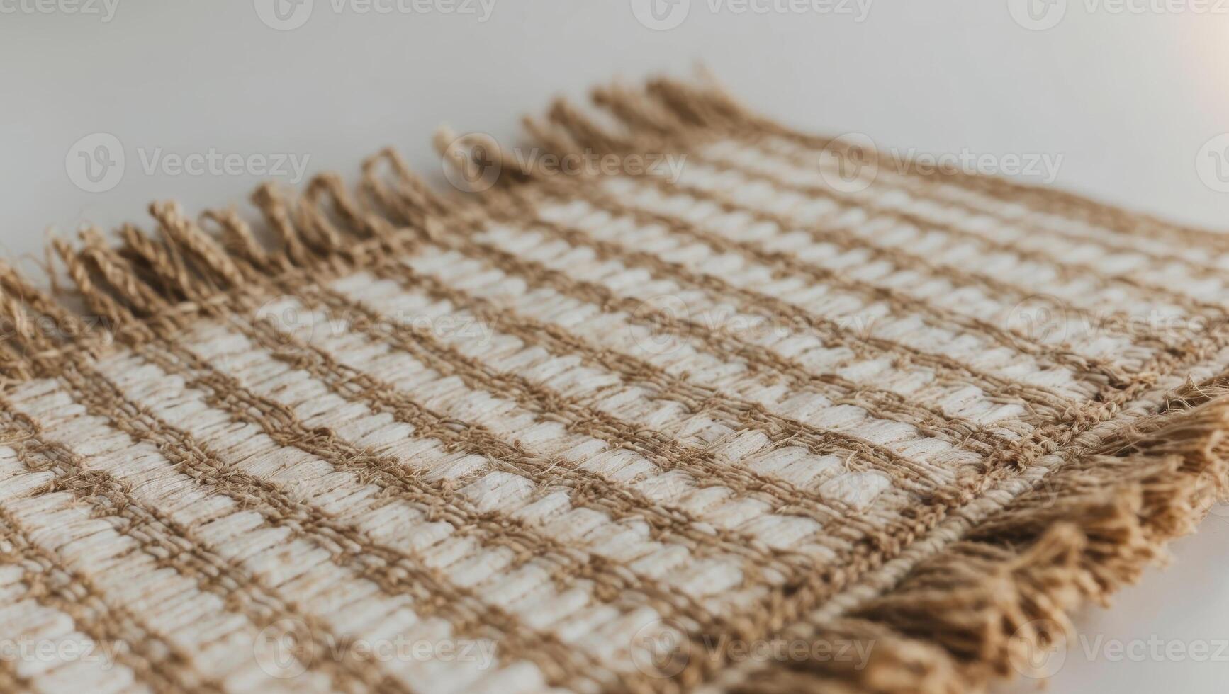 Macro shot of a woven jute mat showcasing intricate texture and design photo