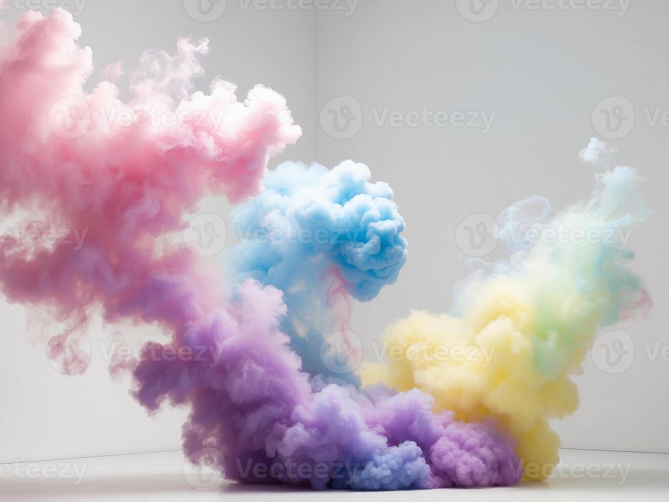 Colorful clouds of smoke blending into abstract art photo