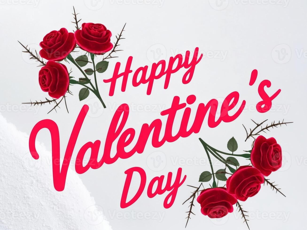 Text Happy Valentine's Day with rose flowers photo