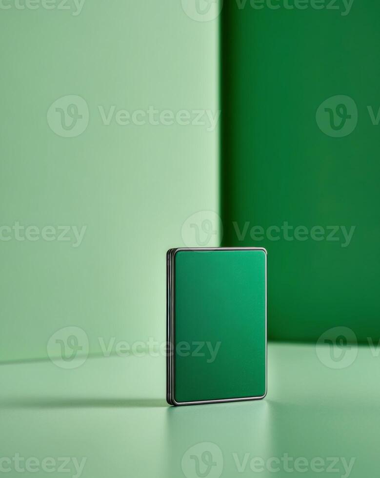 Green Background Solid State Drive High Speed Storage Technology Computer Electronic Component photo