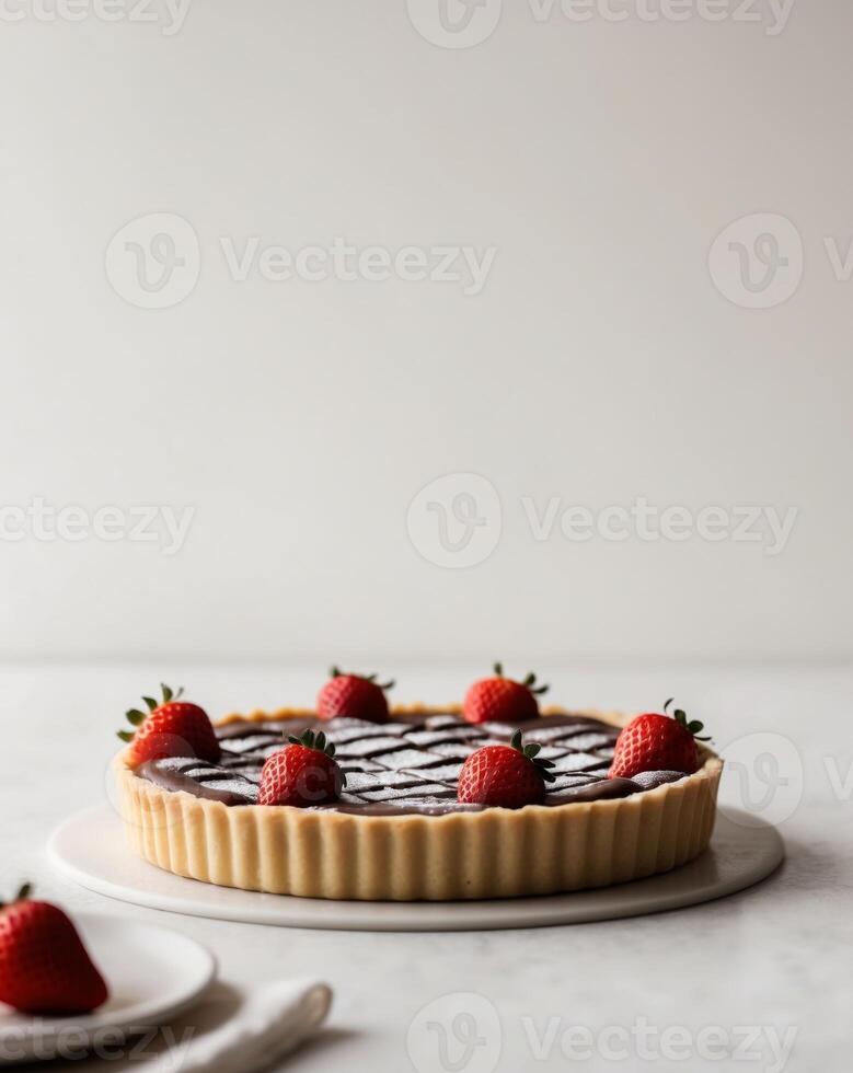 Delicious Strawberry Chocolate Tart with Lattice Design photo