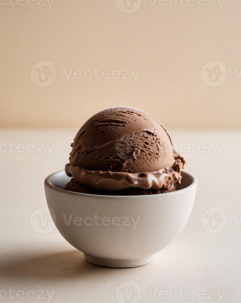 Delicious Chocolate Ice Cream Scoop in a Bowl photo