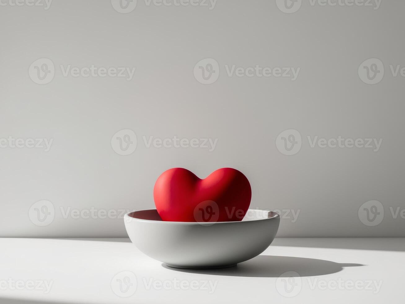 Red Heart in a Gray Bowl - Symbol of Love and Care photo