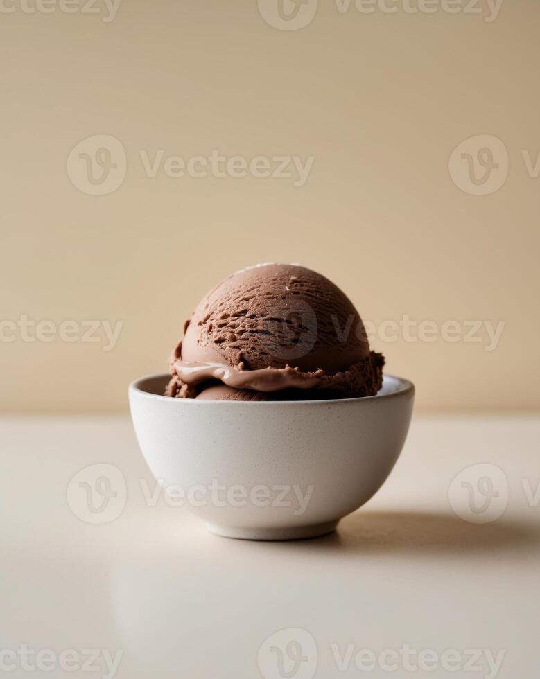 Delicious Chocolate Ice Cream Scoop in a Bowl photo