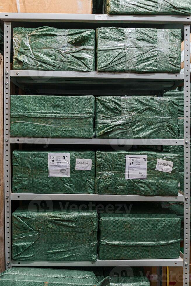 Stock shelving uses ecofriendly packaging for efficient inventory management and conservation photo
