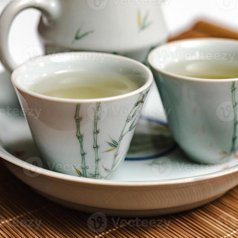 Discover the exquisite Elegant Chinese Tea Set, adorned with a beautiful Bamboo Design photo