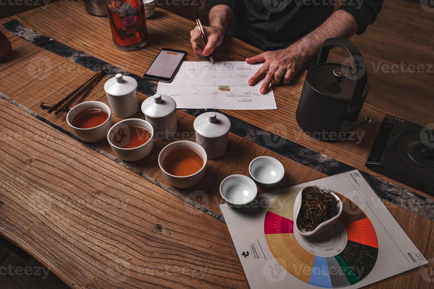 Indulge in a delightful Tea Tasting Experience that highlights colorful teas and unique accessories photo