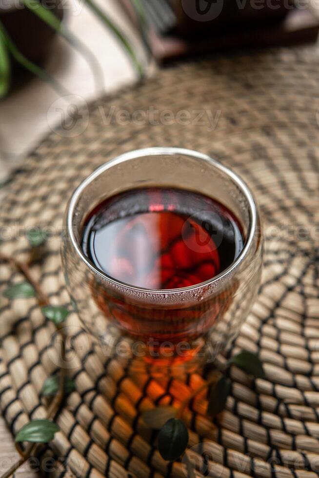 Enjoy a Refreshing Herbal Tea Experience in Elegant Glassware to Savor the Moment photo