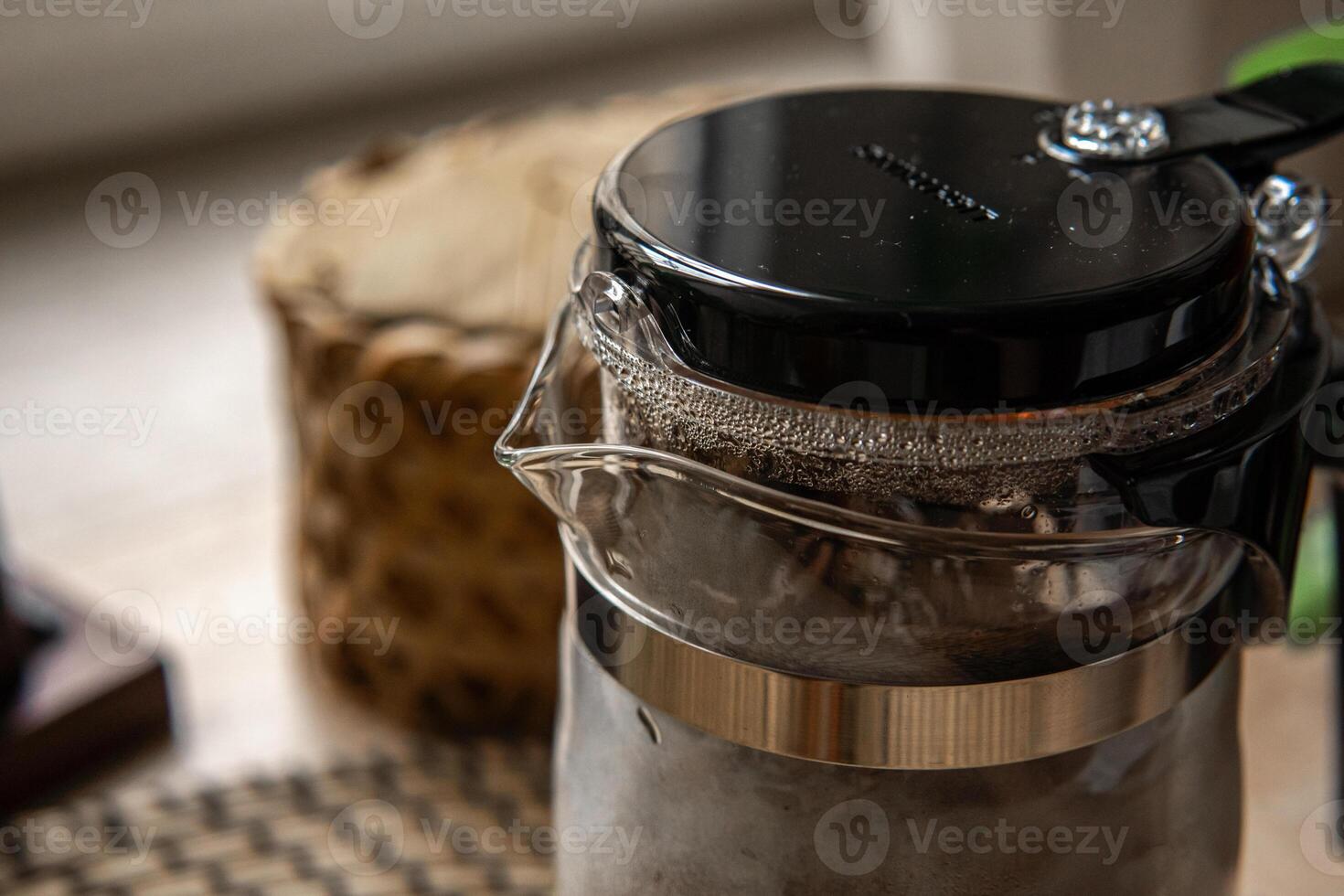 This Elegant French Press is perfect for Brewing Coffee in a Stylish Modern Kitchen Space photo