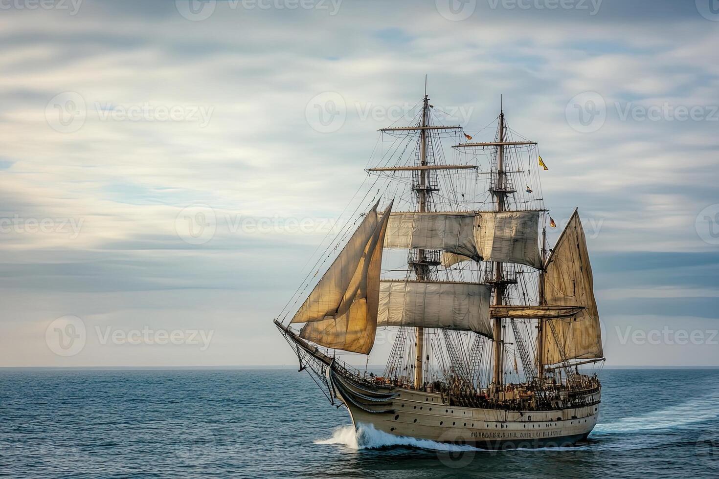 A majestic sailing ship navigating the open sea. photo