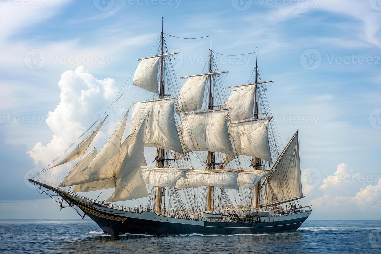 A majestic sailing ship navigating calm waters. photo