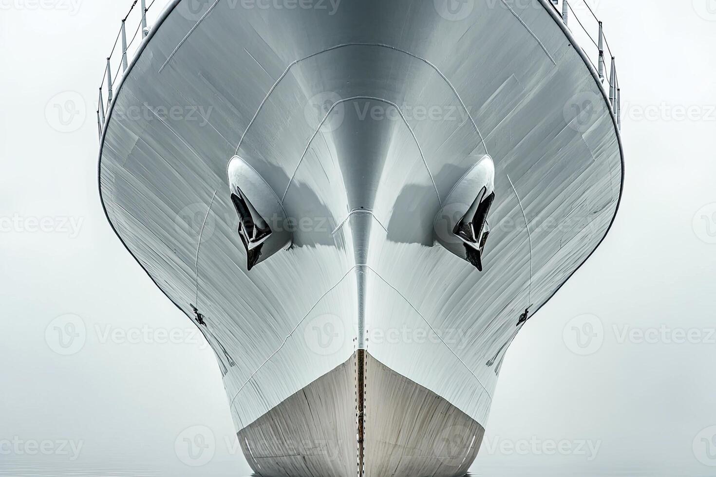 Close-up of a ship's bow against a cloudy background. photo