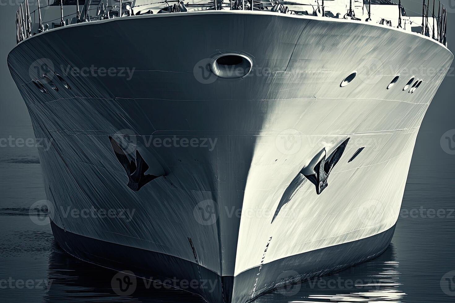 Front view of a large ship on calm waters. photo