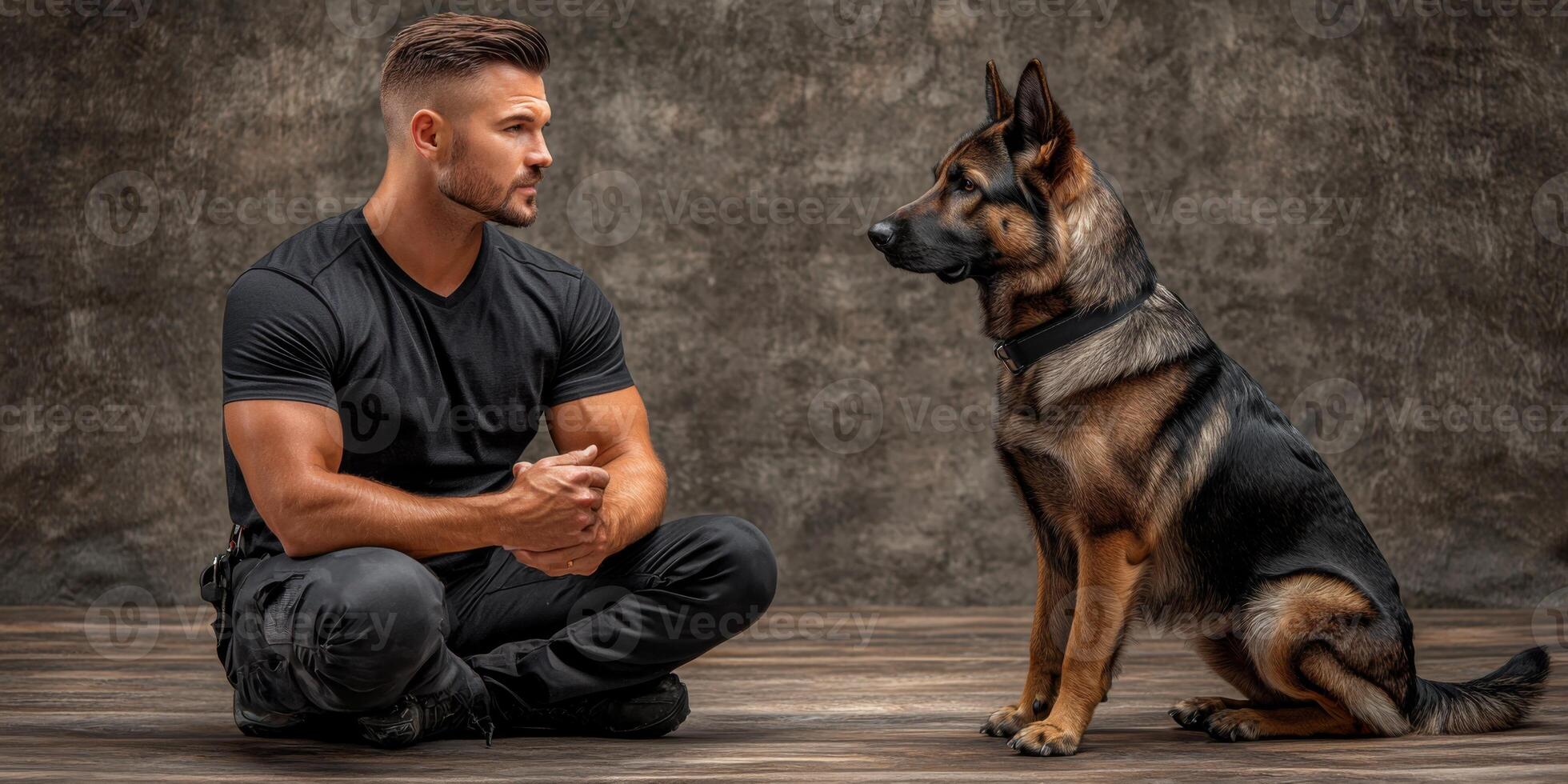 Dog Trainer German Shepherd Obedience Training Studio Shot photo