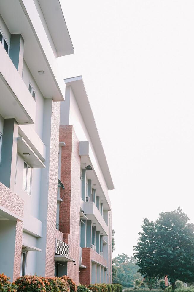Medium-height office building with modern architecture, showcasing a clean photo