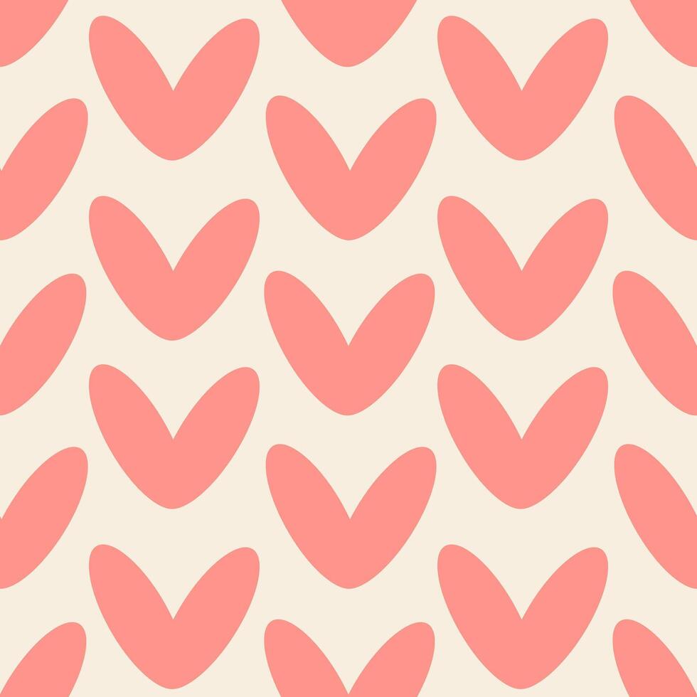 Valentine Seamless pattern with hand drawn cute red hearts ink illustration vector