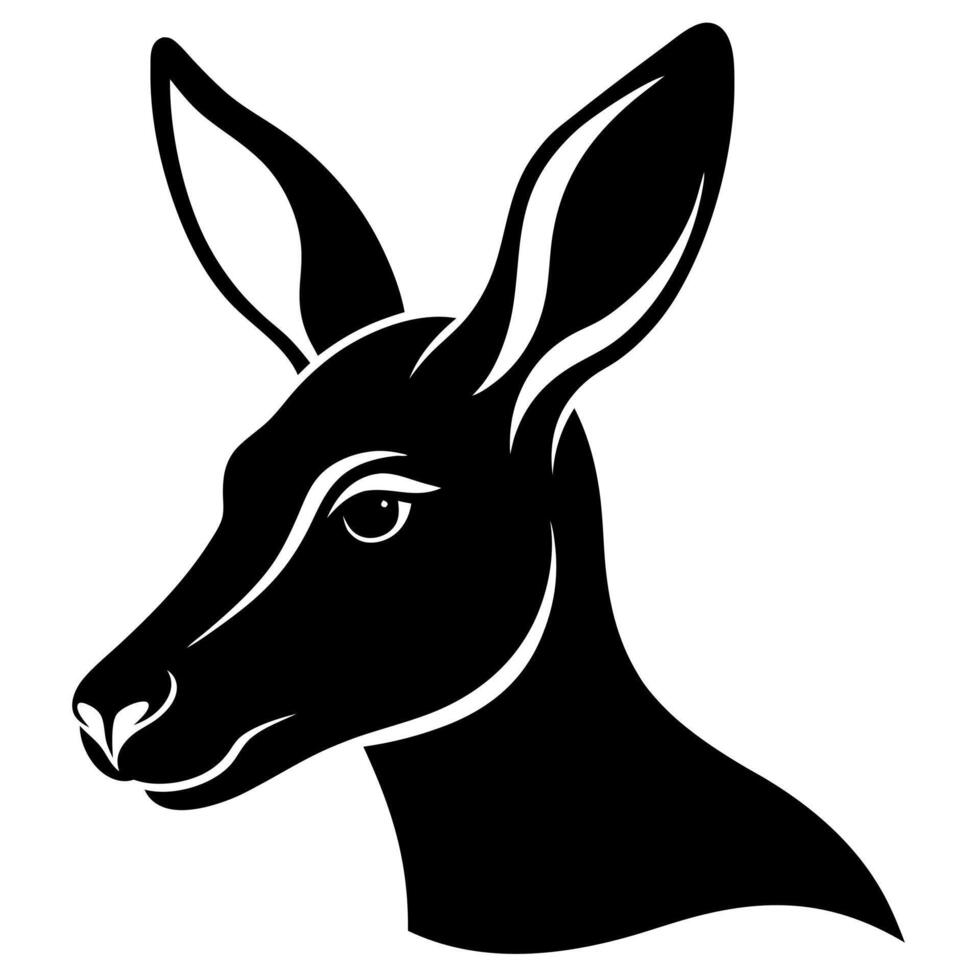 A black and white silhouette of a kangaroo head vector