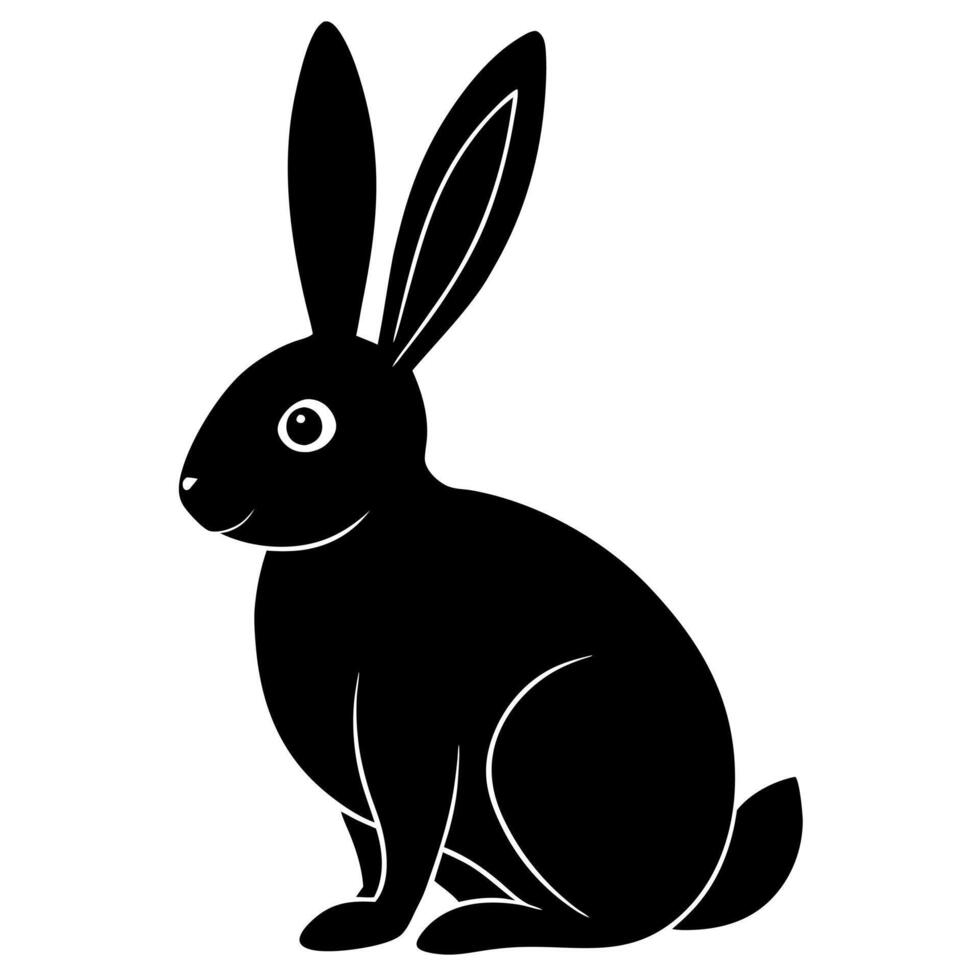 Black and white silhouette of a rabbit vector