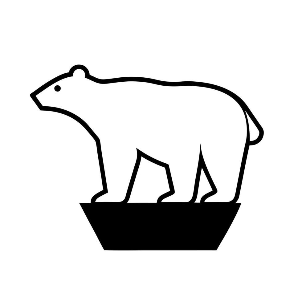 A black and white polar bear standing on a pedestal vector