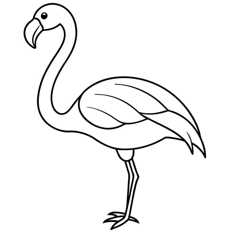 Flamingo coloring pages for kids vector