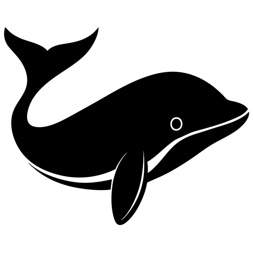 A black and white silhouette of a dolphin vector