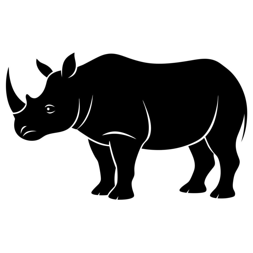 A rhino is standing in a black silhouette vector