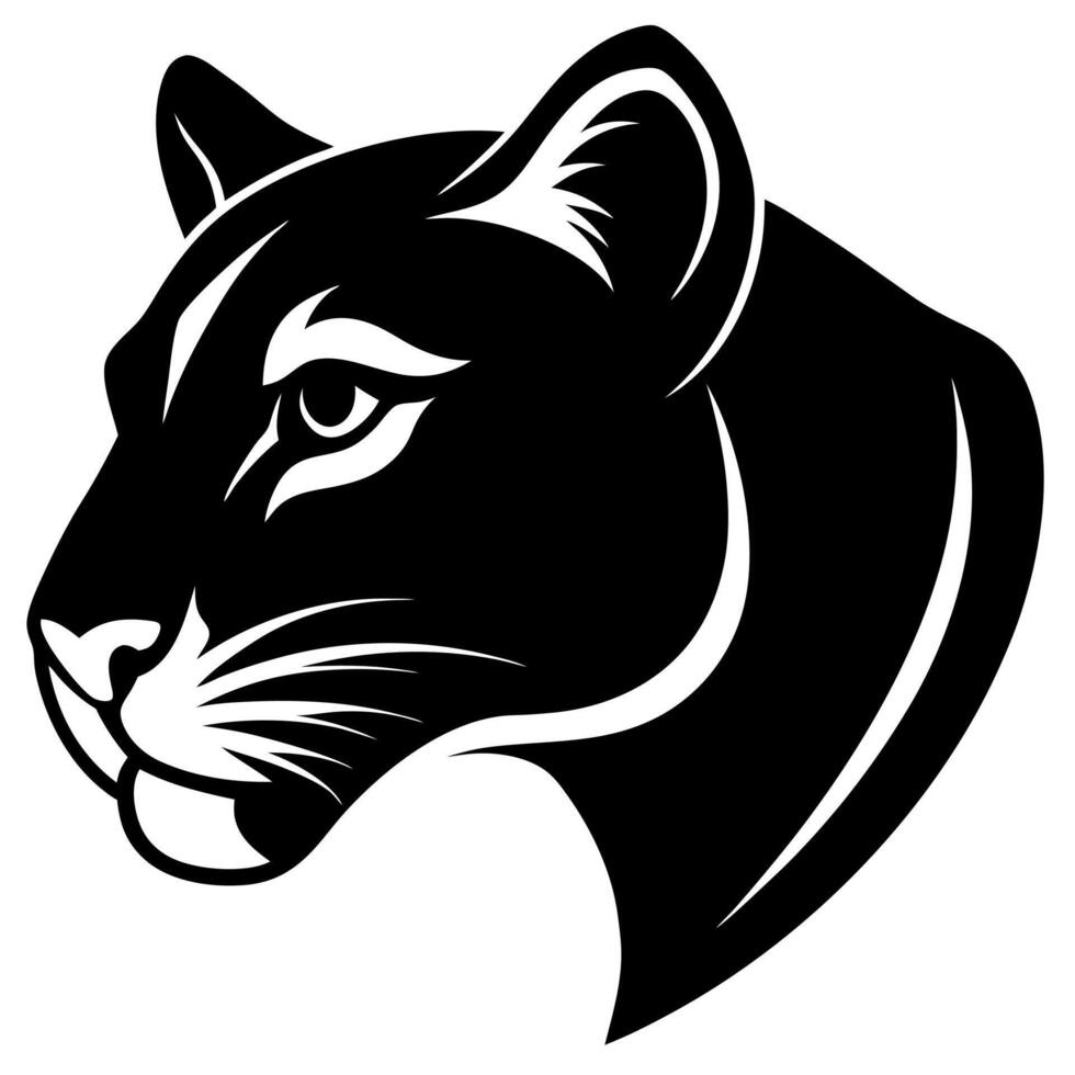 A black and white silhouette of a panther head vector