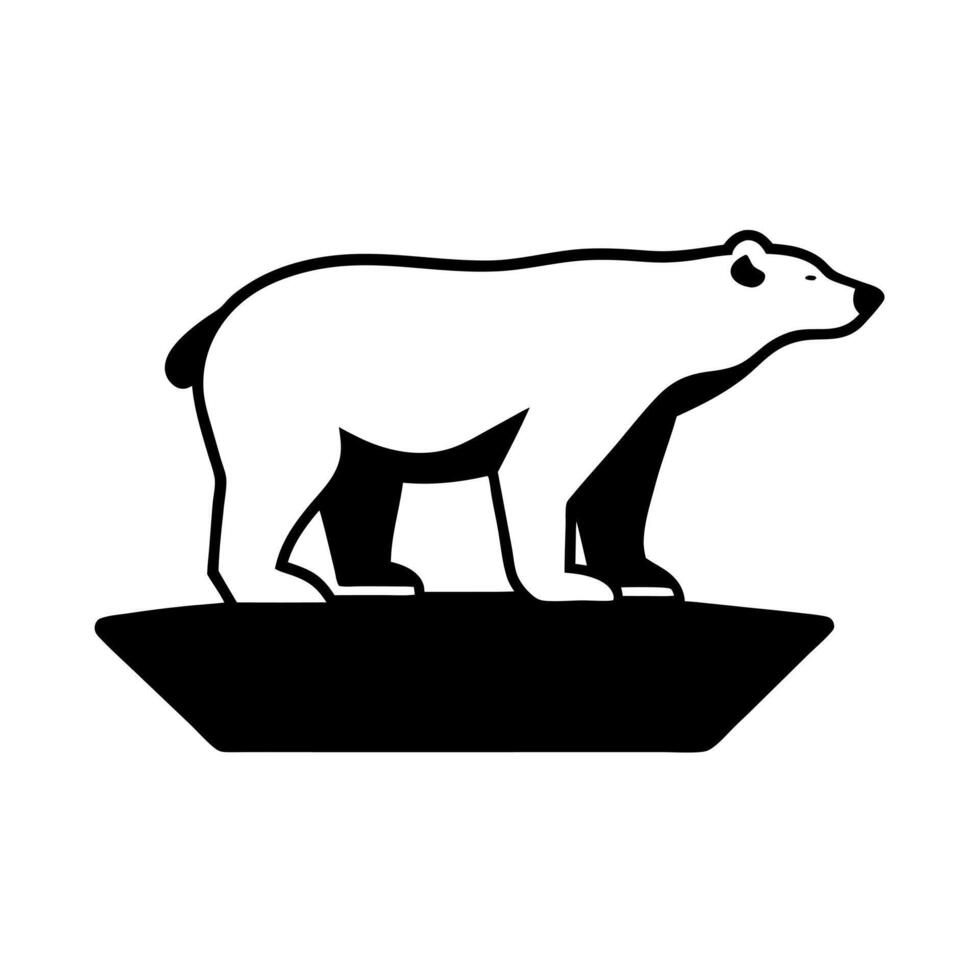 A black and white polar bear standing on a rock vector