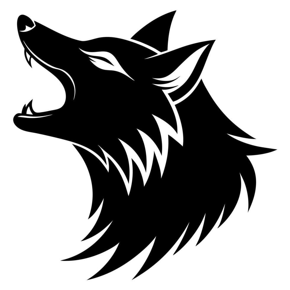 A black and white wolf head on a white background vector