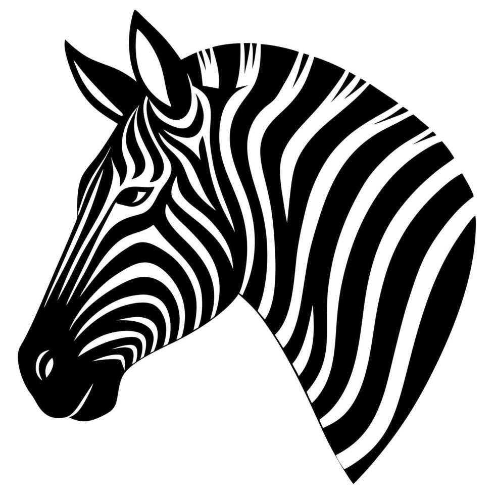 Zebra head silhouette on white background vector