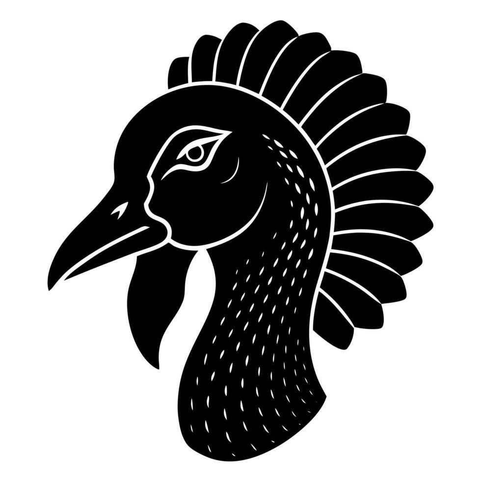 A black and white illustration of a turkey head vector