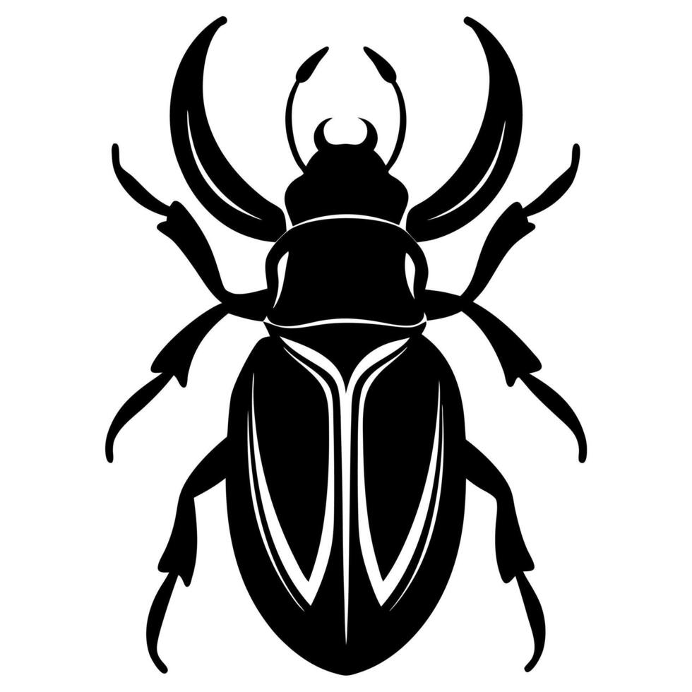 A black and white beetle silhouette on a white background vector