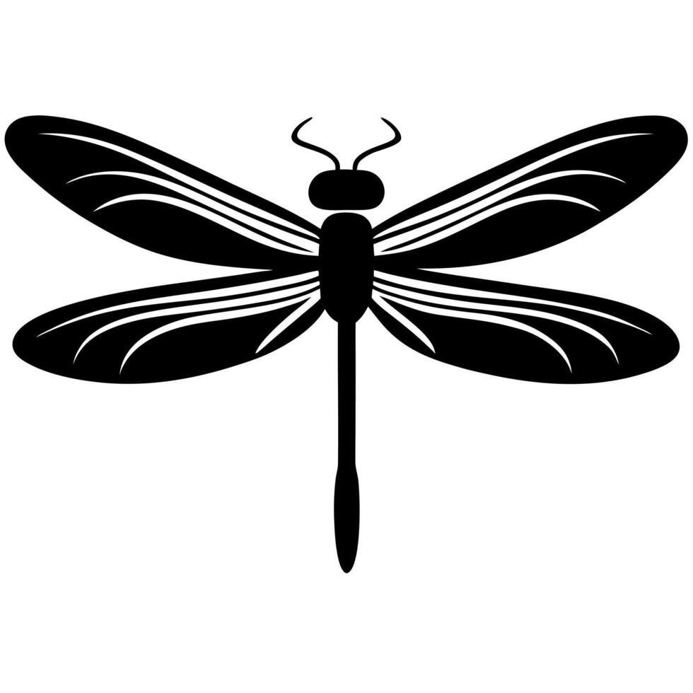 Dragonfly silhouette on white background vector