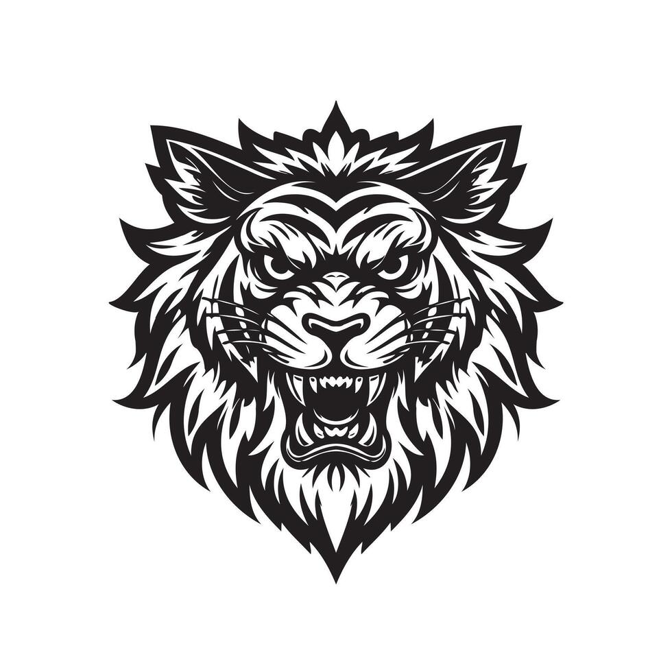 silhouetee Tiger head logo vector