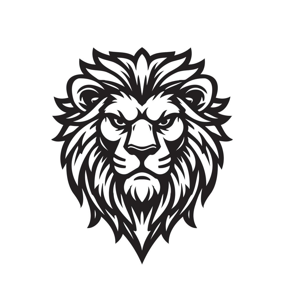 Lion head silhouette minimal black vector