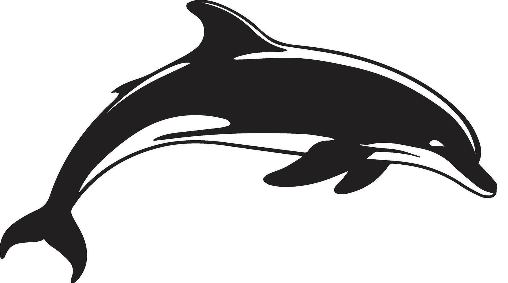 A illustration of a dolphin mid-leap with a streamlined body and arched back. vector
