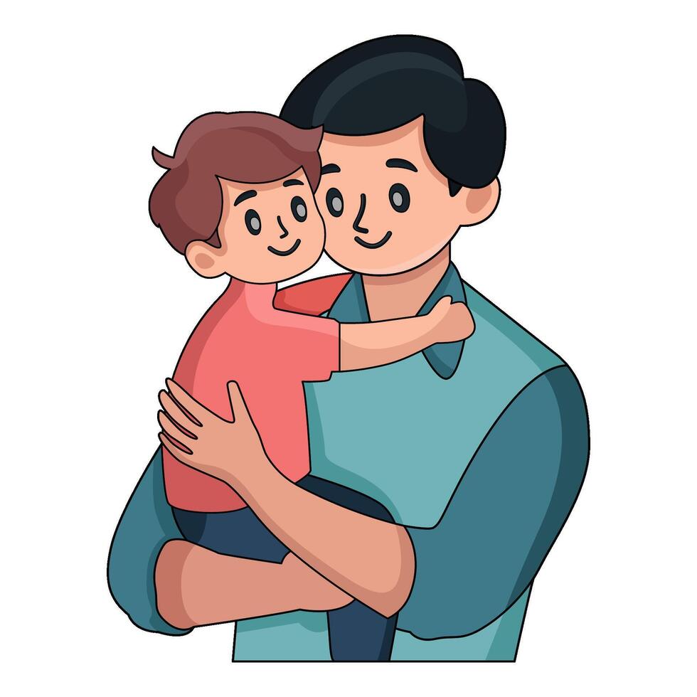 illustration of Father holding son vector