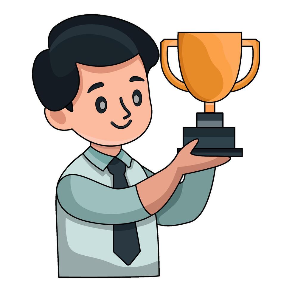 illustration of Father holding a trophy vector