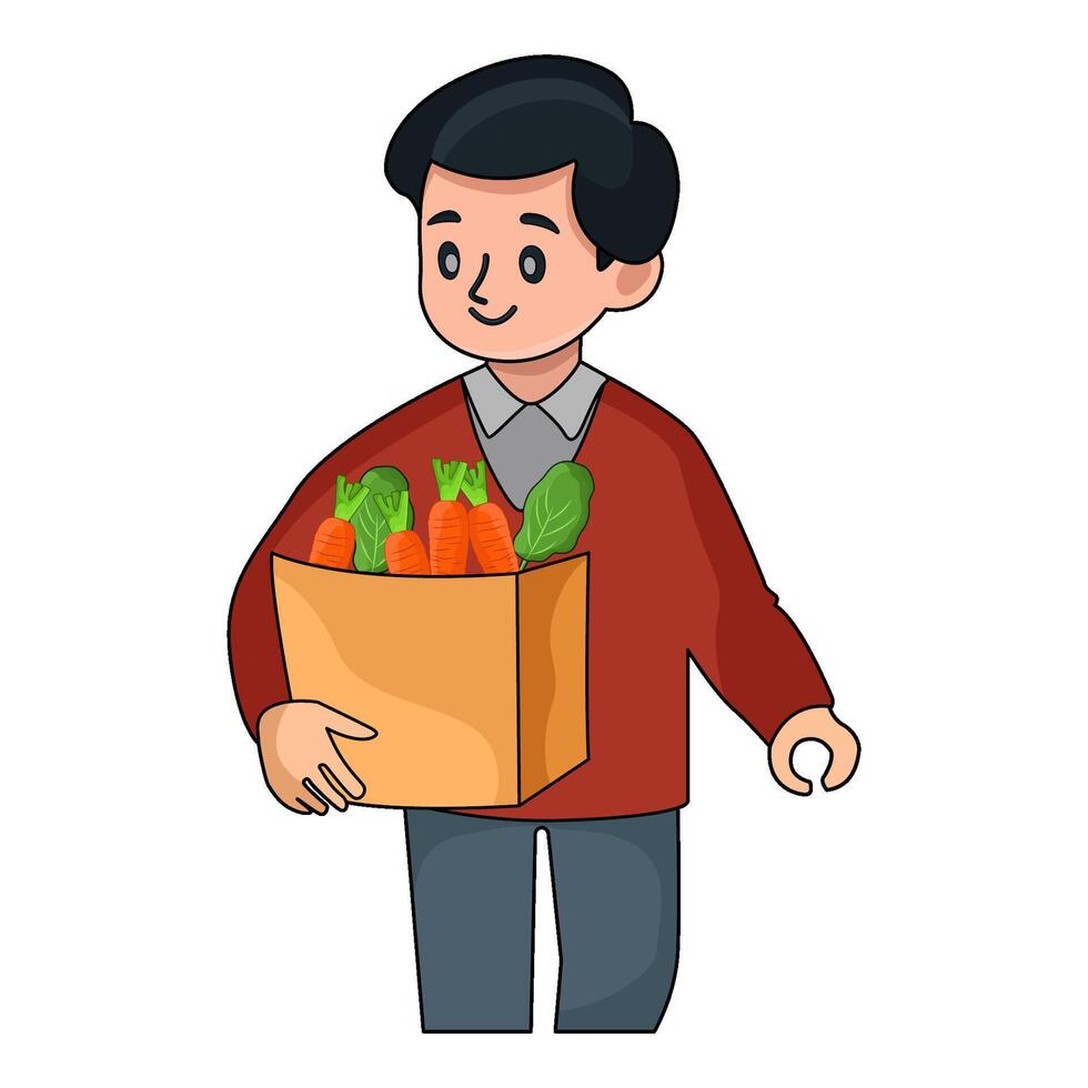 illustration of Father carrying groceries vector