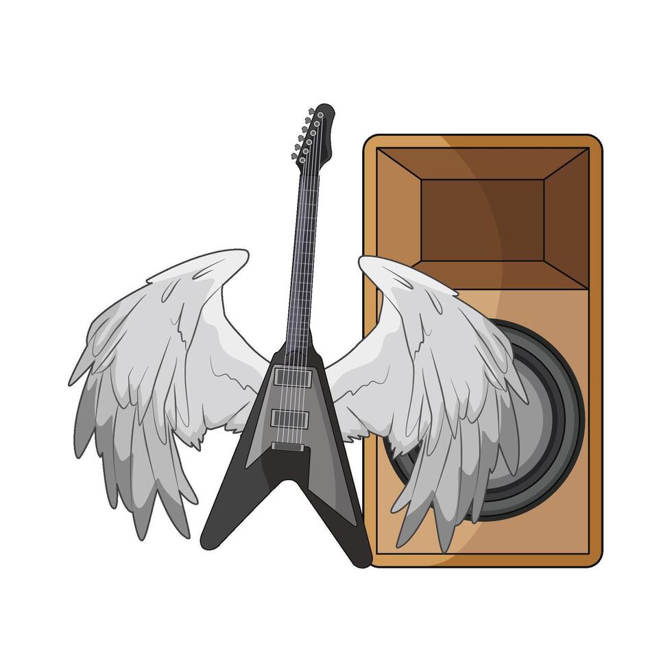 winged electric guitar with amplifier vector