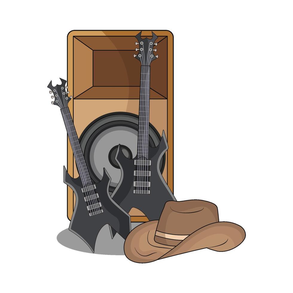 Shiny Electric Guitar with Amplifier vector