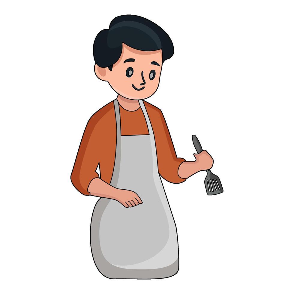 illustration of Father cooking in the kitchen vector