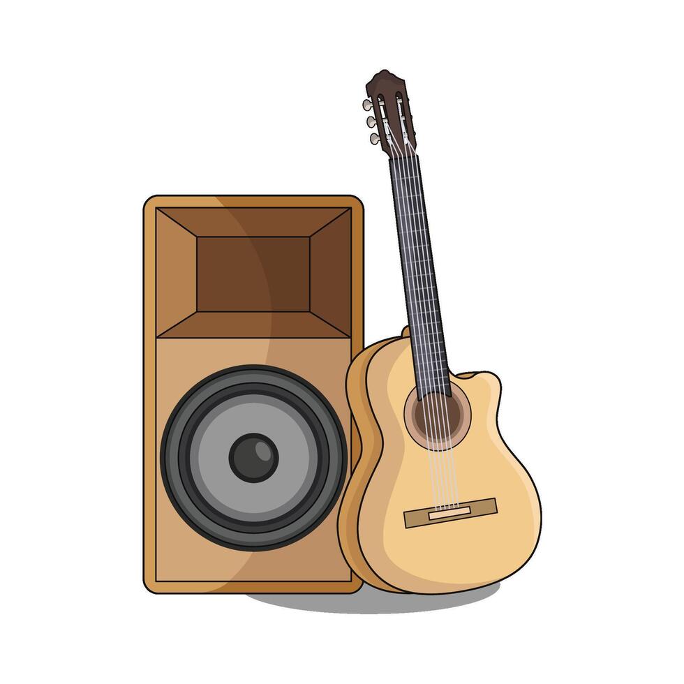 illustration of guitar with amplifier vector