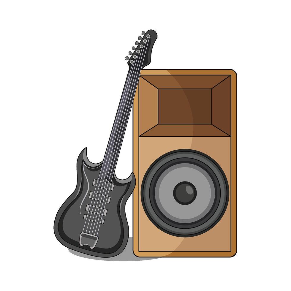 Electric Guitar Solo in Concert with amplifier vector